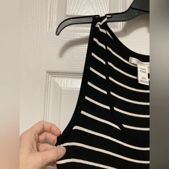 Studio M Black and White Striped Sleeveless Maxi Dress #W - Picture 2 of 7
